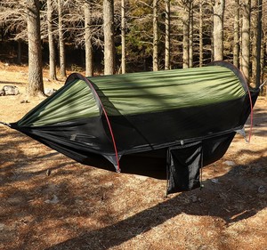 <span class=keywords><strong>Verde</strong></span> militar 270*140CM portátil ligero a prueba de sol columpio tienda colgante hamaca con mosquitera para senderismo al aire libre Camping - Product Image 1