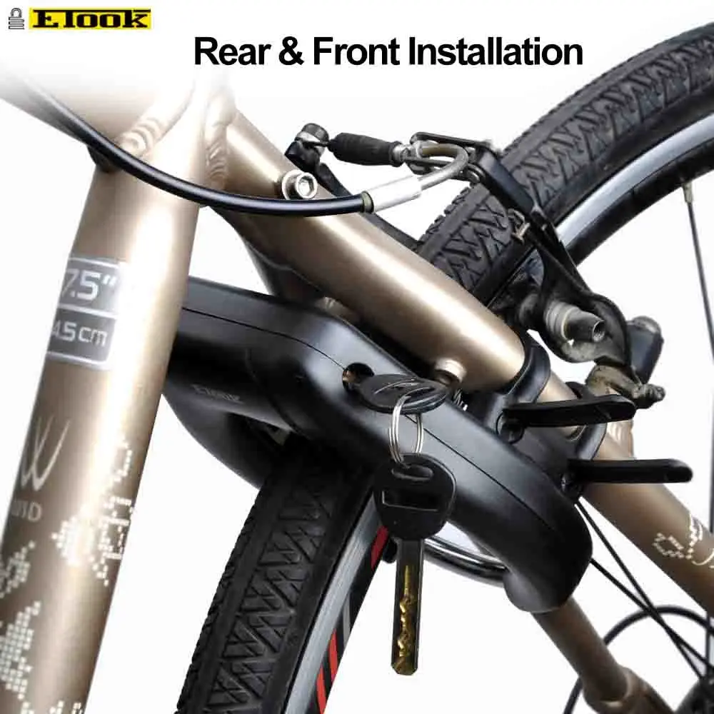 ETOOK Ring Lock with Plug In Capability Anti Cutting Easy Installation Bicycle Key Frame Fitted Lock