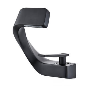 Robinet de lavabo moderne en cuivre à poignée unique, avec cartouche céramique, à poser sur le comptoir, monotrou, design cascade - Product Image 2