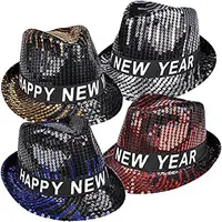 Chapeaux Fedora à paillettes avec lumière LED pour adultes, festif, multicolore, bonne année, 2023