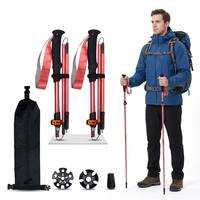 Bâtons de randonnée pliables portables en gros, 3 sections, plusieurs options de couleurs, poignée ergonomique, sangle de poignet réglable, pour activités de plein air