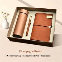 Set de Regalo Empresarial de Lujo: Termo de Acero Inoxidable, Diario, Bolígrafo, Kit con Logotipo Personalizado
