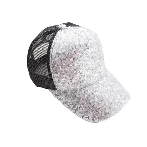 经典嘻哈卡车司机6面板棒球帽太阳帽弯曲软檐男女通用棉帽定制标志户外亮片帽