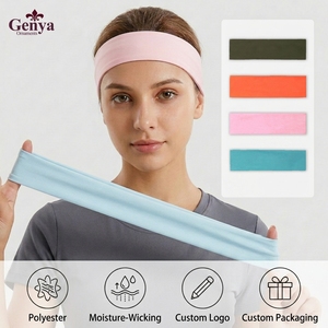 Fascia per Capelli Elastica Morbida Genya con Logo Personalizzato, Tinta Unita, per Yoga e Sport, Antiscivolo e Colorata - Product Image 1