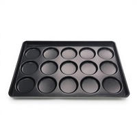 Plaque de cuisson et moule à hamburgers antiadhésifs en acier et aluminium robuste de 4 pouces, 15 cavités, résistantes au four, pour la préparation de burgers