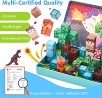 52 mini blocs magnétiques avec étui, ensemble de voyage STEM sur le thème des dinosaures pour les tout-petits, enfants, cadeaux éducatifs pour filles et garçons