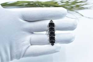 Handmade Black Onyx Sterling Silver <b>Adjustable</b> <b>Ring</b> Natural Black Onyx Gemstone Jewelry for Women Wholesale - Product Image 4