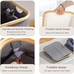 Cesto para Ropa Sucia al por Mayor con Tapa y Asas de Bambú - Product Image 3