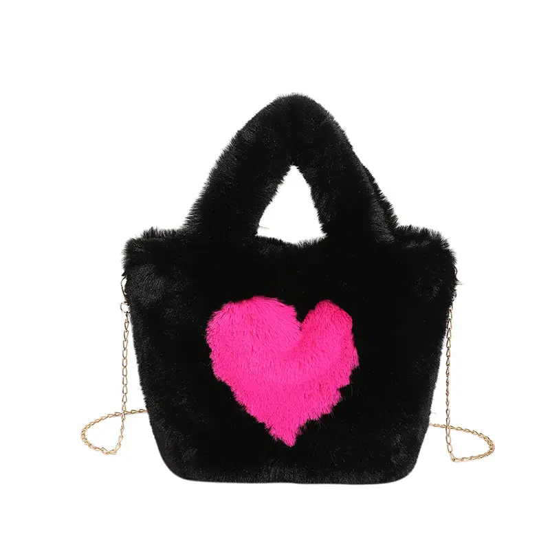 Outono e inverno nova cadeia de amor de pelúcia casual versátil moda tendência sacola portátil único ombro crossbody saco das mulheres