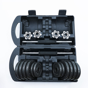 <span class=keywords><strong>Kit</strong></span> d'haltères réglables de 30 <span class=keywords><strong>kg</strong></span> avec revêtement peint et support de rangement - Portable 5-50 lb pour la gym, le fitness et le HIIT / Débutants - Product Image 1