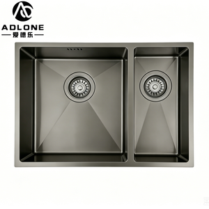 ADLONE dubbele spoelbak keukenkraan met geborsteld oppervlak, 304 roestvrij staal, modern design, handgemaakt, lage prijs, afvoeraccessoire - Product Image 2