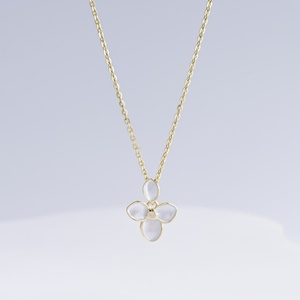 OEM plata 925 sterling silver Women Everyday Wear <b>necklace</b> fashion 18k Gold Plated Round Diamond Cute Bowknot Pendant <b>necklaces</b> - Product Image 3
