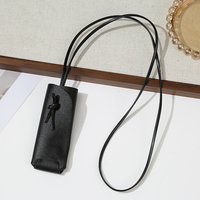 Pochette de rangement portable en cuir PU pour rouges à lèvres, style coréen, sac de maquillage, pendentif breloque, collier pour femme, décoration de robe