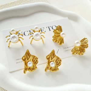 Pendientes de Araña de Alta Gama para Mujer, Chapados en Oro de 18K con Elementos de Perla, Joyería de Moda de Lujo Ligero - Product Image 4
