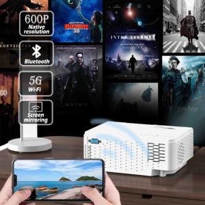 2023 New OEM Native 600P nhỏ Máy chiếu 5 gam Wi-Fi điện thoại thông minh 1250 Lumens Độ sáng cao TV máy chiếu với âm thanh - Product Image 4