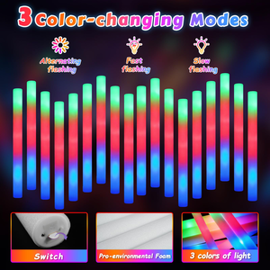 <b>Led</b> Foam <b>Bar</b> Glow in the Dark <b>Light</b>-Up Foam Sticks <b>LED</b> Soft Batons Rave Glow Wands Flashing Tube Concert for Party - Product Image 2