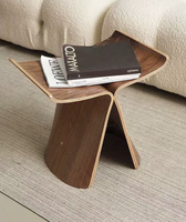 Tabouret Papillon en Bois Massif Naturel, Tabouret de Coiffeuse Minimaliste de Luxe, Banc Créatif pour Coiffeuse à Domicile, Tabouret à Chaussures, Tabouret Bas