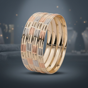 Venta al por mayor de brazaletes de oro de 3 tonos, juego de brazaletes de oro de 3 tonos, brazaletes de moda de varios tonos, juegos de brazaletes de latón de tres colores. - Product Image 5