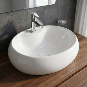 Évier de lavabo de salle de bain moderne en céramique et granit, à poser sur comptoir, à prix abordable - Product Image 3