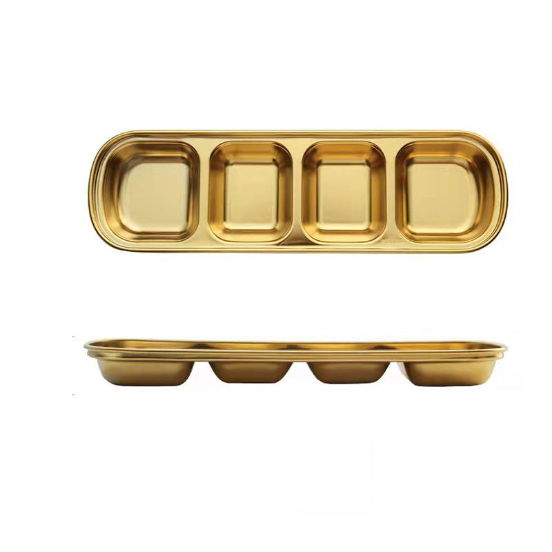 Роскошная 304 Золотая решетка, Корейская посуда, соус, жареное мясо, окунание и горячий горшок, тарелка для приправ