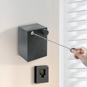 Séchoir mural escamotable avec câble en acier de 4 m – Corde <span class=keywords><strong>à</strong></span> <span class=keywords><strong>linge</strong></span> rétractable en acier inoxydable pliable <span class=keywords><strong>pour</strong></span> salle de bain et balcon - Product Image 1