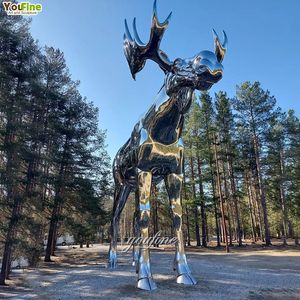 विशाल आकार का दर्पण पॉलिश वन्यजीव पशु मूर्तिकला स्टेनलेस स्टील मूज़ प्रतिमा - Product Image 6