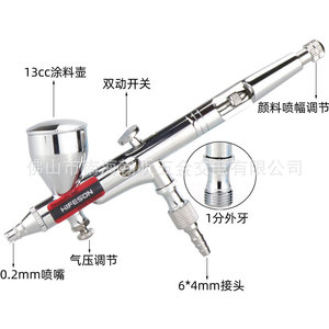 Aerógrafo Hifeson de 0.2mm de Doble Acción con Alimentación por Gravedad, Herramienta Ajustable para Pintura Artística - Product Image 1