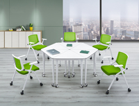 Table de bureau triangulaire blanche, table d'assemblage, mobilier de bureau moderne, table de réunion, formation du personnel