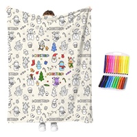 Selimut Poliester Warna-warni Buatan Tangan untuk Musim Dingin, Kuas Berwarna Buatan Tangan, Pola Kartun Anime Gaya Amerika, Dapat Disesuaikan untuk DIY