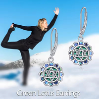 Boucles d'oreilles en argent sterling 925 avec 12 pétales en forme de cœur, chakra, coquille d'ormeau, bijoux de guérison pour femmes