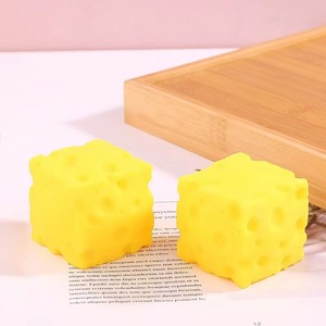 Yellow Cheese Squeeze Toy,stress Balls for Adults ,soft Novelty , <b>Rebounding</b> Sensory, Theme Cheese Cubes Squishy ,suitable for - Product Image 2