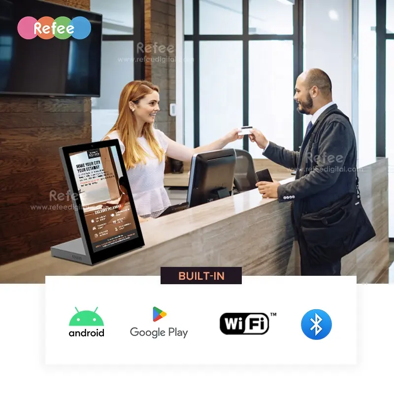 13.3Inch Refee Teller Top Display Lcd-Scherm Android Tafelblad Kiosk Staat Voor Winkelcentrum Kleine Kiosken