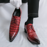 Herren Derby-Schuhe aus Lackleder mit Blumenmuster, Schnürung, spitzer Zehenpartie, rutschfester Sohle, für Partys und Hochzeiten, höhenerhöhende Schuhe
