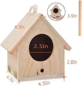 El-boyalı açık asılı mavi kuş ispinozları için Aviary ahşap kuş evi bahçe veranda dekorasyon için - Product Image 2