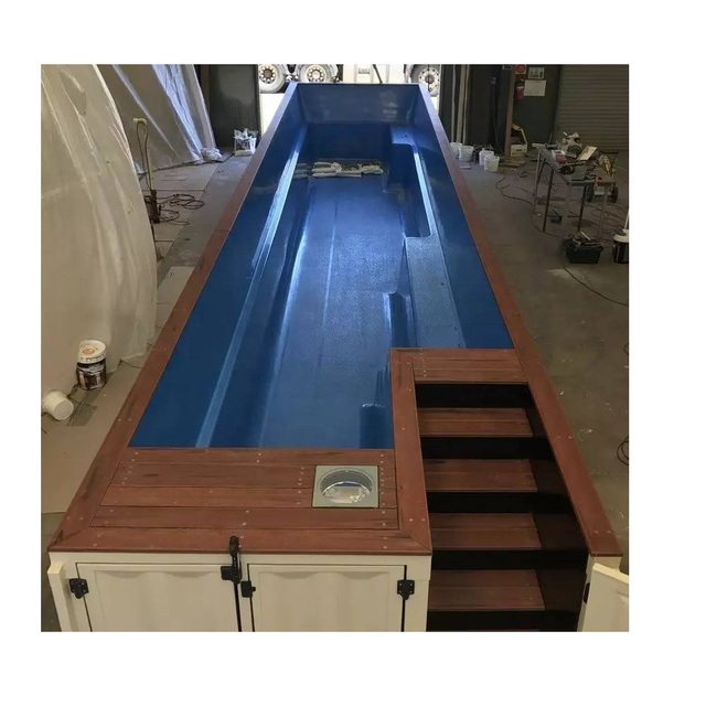 Prefab Container Swimming Pool With Acrylic Window Fiberglass Above Ground Plunge Spa Pool for Family Garden Backyard Fibreglass
