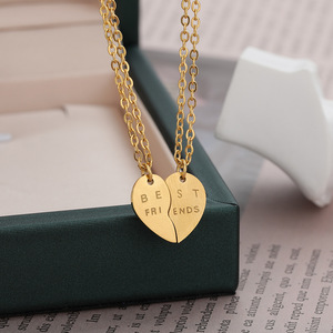 Sin deslustre 2 unids/set collar con colgante de corazón de acero inoxidable chapado en oro <span class=keywords><strong>mejor</strong></span> amigo amistad BFF <span class=keywords><strong>regalo</strong></span> de joyería de moda - Product Image 2