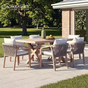 <span class=keywords><strong>Table</strong></span> <span class=keywords><strong>de</strong></span> <span class=keywords><strong>jardin</strong></span> <span class=keywords><strong>en</strong></span> bois <span class=keywords><strong>de</strong></span> teck tissé par corde standard pour l'extérieur d'un hôtel mobilier d'extérieur ensemble <span class=keywords><strong>table</strong></span> à manger et chaises - Product Image 6