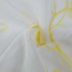 Tela de cortina de gasa bordada <span class=keywords><strong>Granada</strong></span> de alta calidad, técnica de tejido de cadena Base de hilo transparente blanco para uso en hoteles - Product Image 5
