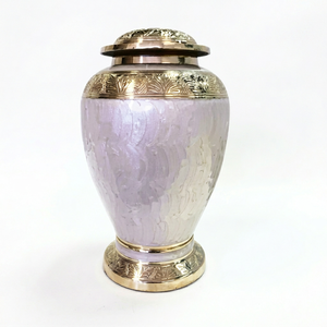 Portable Brass Cremation Urn <b>Keepsake</b> Memorial Urn Handmade Round Adult Pet <b>Ashes</b> Vase Purple Finish - Indian Home Crafts - Product Image 1