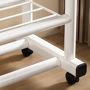 Porte-vêtements multifonctionnel en métal à double tringle, étagères de rangement épaisses, séchoir vertical sur pied pour balcon - Product Image 6