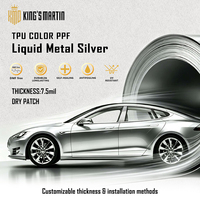 KING MARTIN Film de protection de peinture sans DMF, autocollants pour carrosserie automobile, adaptés aux voitures, couleur argent métallisé liquide, TPU, PPF
