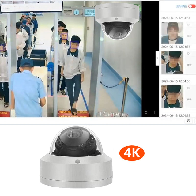 8MP 4K Face Recognition POE Face Recognition IP IR Dome HD Camera IR-CUT 4mm6mm for Facial Recognition Attendance