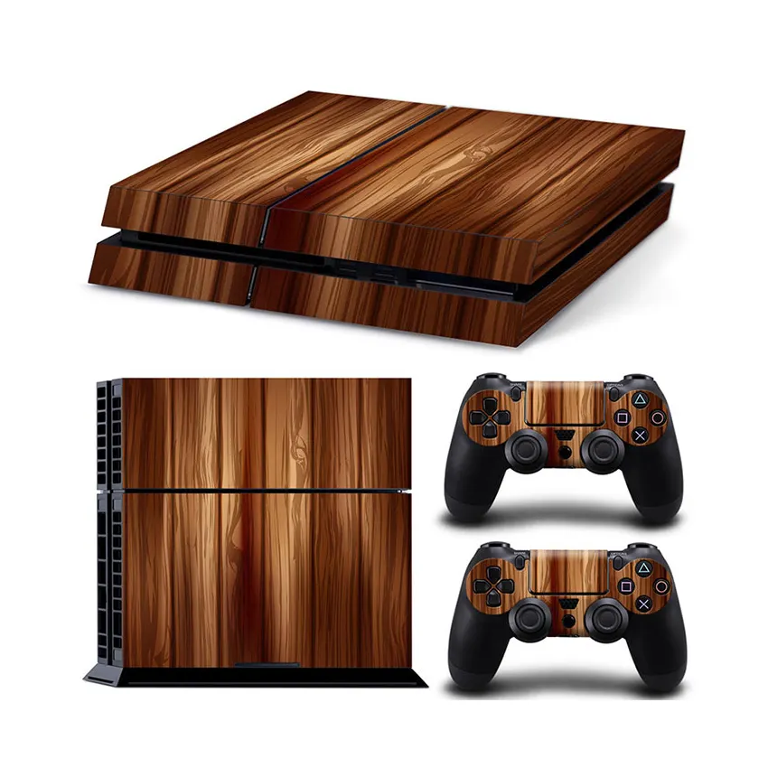wood custom design full body Vinyl Decal Cover wrap Skin Sticker For sony Playstation 4 PS4 Original Console and controller