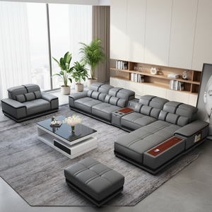 Ensemble de canapés modulaires inclinables et extensibles en cuir synthétique, style nordique moderne, en velours, pour le bureau - Product Image 3