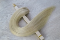 Extensiones de Cabello Humano Virgen Ruso, Color Rubio Claro 60A, 14A SDD, Cutícula Alineada, Cabello Virgen Humano Sedoso