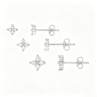 Boucles d'oreilles clous ZUOLA en or plaqué 18 carats avec zircon, motif trèfle à quatre feuilles, pour femme