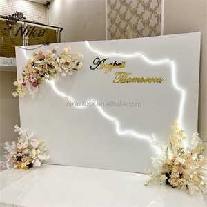 Support de <span class=keywords><strong>fond</strong></span> en acrylique blanc avec lumière LED de luxe NIKA Support de <span class=keywords><strong>fond</strong></span> en PVC pour mur de scène de mariage - Product Image 2