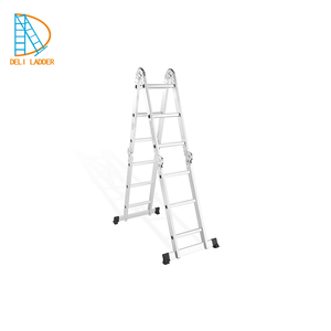 Échelle <span class=keywords><strong>pliante</strong></span> multifonction en aluminium, triangulaire, avec plateforme et étagère de travail - Product Image 2