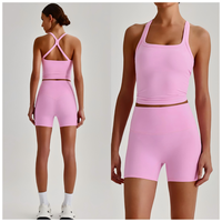 Vêtements de yoga, pantalon et short de fitness à taille haute, respirants, extensibles dans quatre directions, réversibles, ensemble 2 pièces
