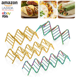 Soporte de Metal Personalizado en Forma de Ola para <span class=keywords><strong>Comida</strong></span> <span class=keywords><strong>Mexicana</strong></span>, Soporte de Acero Inoxidable Dorado 201 para Tacos - Product Image 3